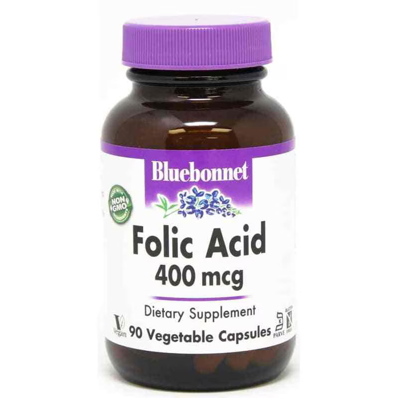 Bluebonnet Folic Acid 400 mcg – 90 Capsules - Wellness Overstock