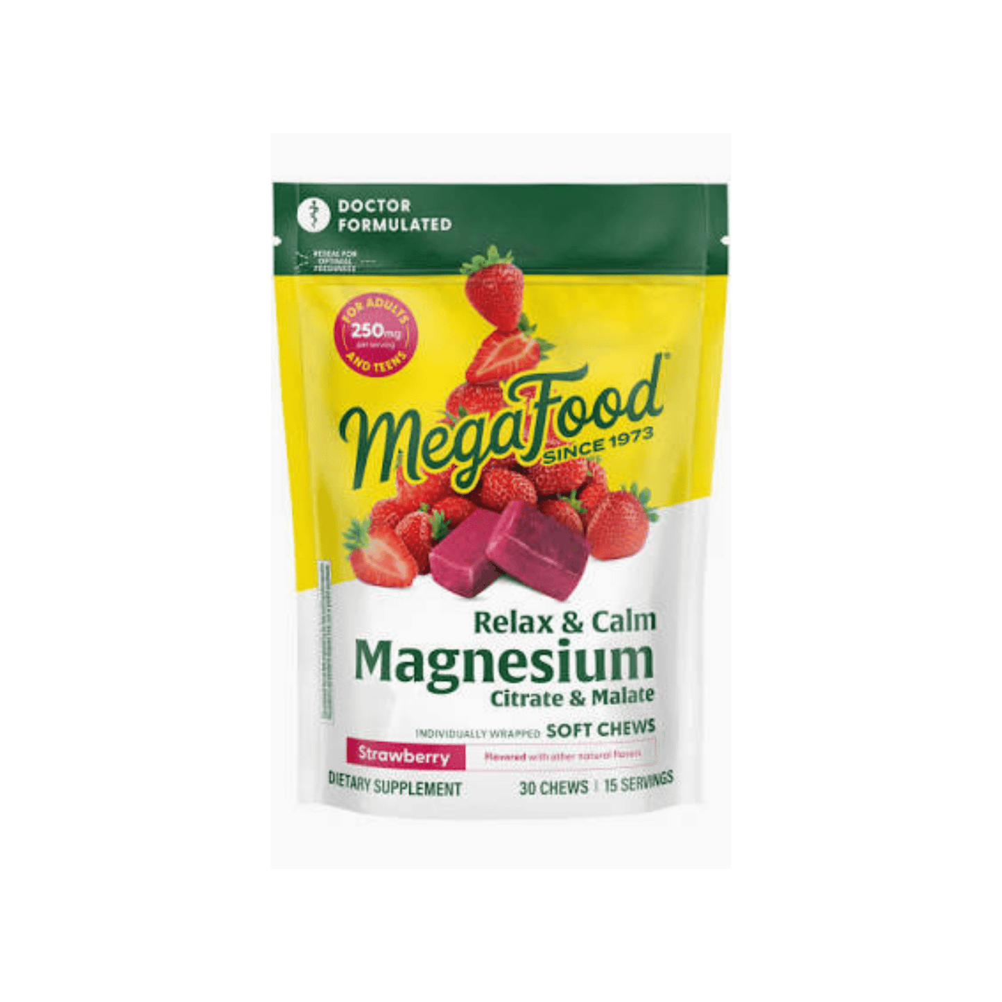MegaFood Magnesium Chews 30ct – Strawberry Flavor Stress & Relaxation Support - Wellness Overstock